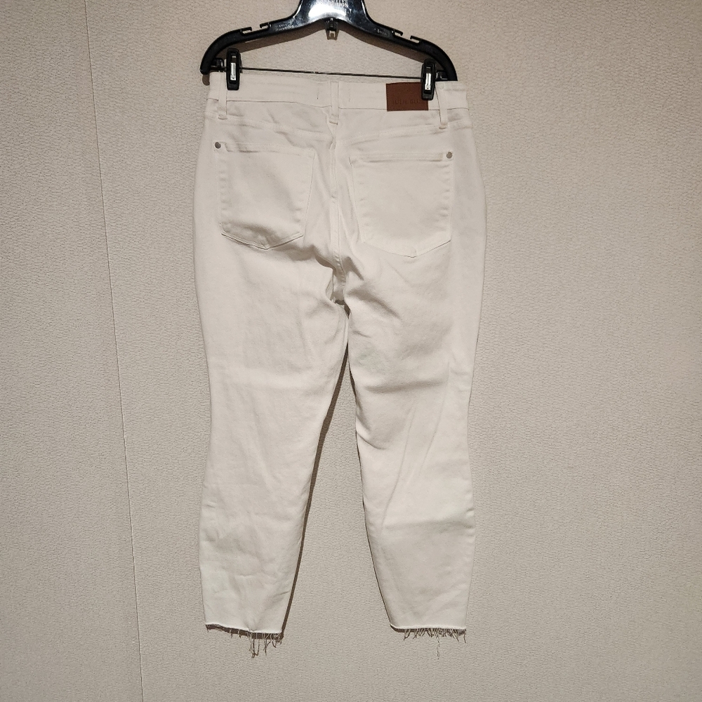 Judy Blue Skinny Fit White Jeans Raw Edge Hem High Rise 14W - Picture 6 of 6